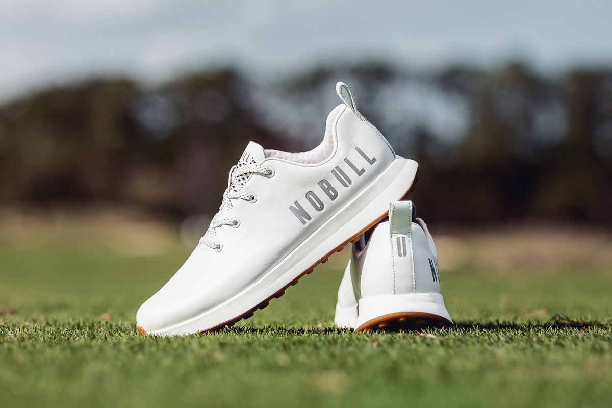 Nobull Leather Men's Golf Shoes White | Australia (NR5832)